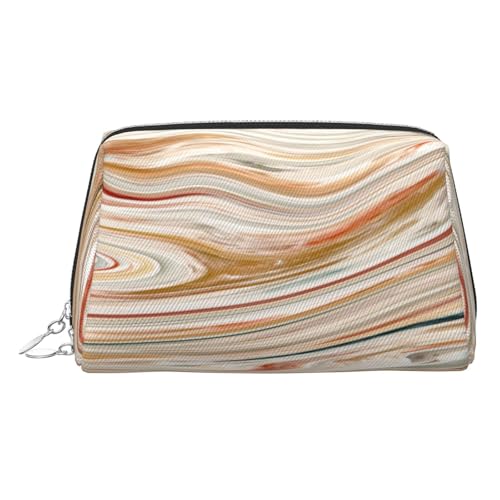 Make-up-Tasche mit buntem Wirbel-Aufdruck, Kosmetiktasche, Damen-Kosmetiktasche aus PU-Leder mit Handschlaufe, Reise-Kulturbeutel, Make-up-Tasche, silber, Einheitsgröße von ESNAIUVCD