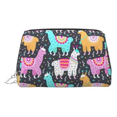 Make-up-Tasche mit indischem Alpaka-Druck, Kosmetiktasche, Damen-Kosmetiktasche aus PU-Leder mit Handschlaufe, Reise-Kulturbeutel, Make-up-Tasche, silber, Einheitsgröße von ESNAIUVCD