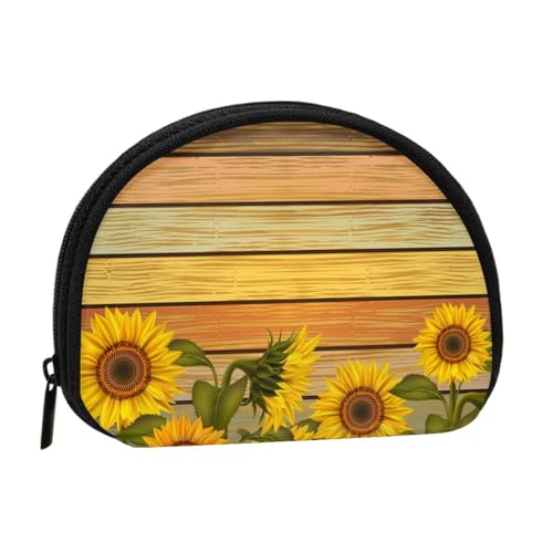Malerholzbrett mit Sonnenblumen-Druck, tragbare Mini-Aufbewahrungstasche, muschelförmige Geldbörse, kleine Münzgeldbörse, Muschel-Aufbewahrungstasche von ESNAIUVCD
