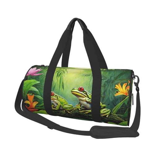 Many Frogs Sing On The Branches Summer Butterflies Lake Water Print Travel Duffel Bag, Foldable Gym Bag Overnight Weekend Bags for Women, Large Holdall Bag Cabin Bag for Sports and Travel, Schwarz , Many Frogs Sing On The Branches Summer Butterflies Lake Water Print Travel Duffel Bag, Foldable Gym Bag Overnight Weekend Bags for Women, Large Holdall Bag Cabin Bag for Sports and Travel, Schwarz , von ESNAIUVCD
