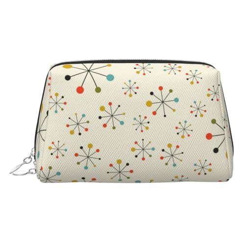 Moderne bedruckte Make-up-Tasche, Kosmetiktasche, Damen-Kosmetiktasche aus PU-Leder mit Handschlaufe, Reise-Kulturbeutel, Make-up-Tasche, silber, Einheitsgröße von ESNAIUVCD