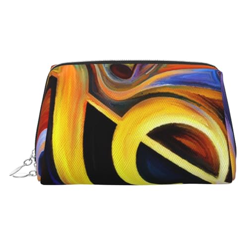 Muisc Make-up-Tasche mit Notizdruck, Kosmetiktasche, Damen-Kosmetiktasche aus PU-Leder mit Handschlaufe, Reise-Kulturbeutel, Make-up-Tasche, silber, Einheitsgröße von ESNAIUVCD