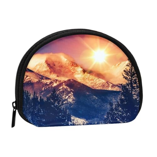 Nature Sun Snowy Hills and Trees Print Portable Mini Storage Bag Shell Shaped Wallet Small Coin Wallet Shell Storage Bag von ESNAIUVCD