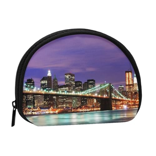New York Night Print Tragbare Mini-Aufbewahrungstasche Muschelförmige Geldbörse Kleine Münzgeldbörse Muschel Aufbewahrungstasche von ESNAIUVCD