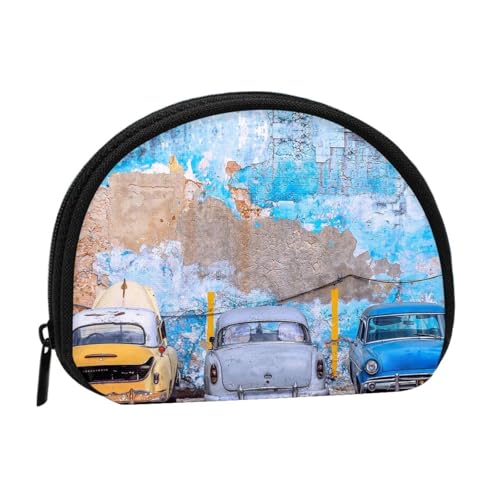 Old Car Dilapidated Wall Print Portable Mini Storage Bag Shell Shaped Wallet Small Coin Wallet Shell Storage Bag von ESNAIUVCD