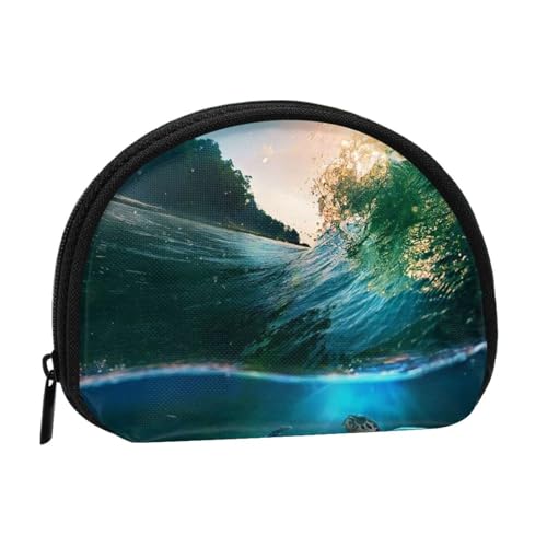 Palmen und Meeresschildkröten Tauchen Unterwasserdruck Tragbare Mini-Aufbewahrungstasche Muschelförmige Geldbörse Kleine Münzgeldbörse Muschel Aufbewahrungstasche von ESNAIUVCD