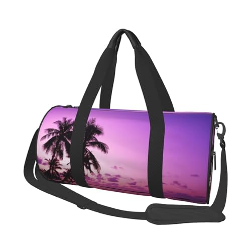 Reisetasche mit tropischem Baum, faltbarer Turnbeutel, Wochenendtasche für Damen, große Reisetasche, Kabinentasche für Sport und Reisen, Schwarz , Einheitsgröße von ESNAIUVCD