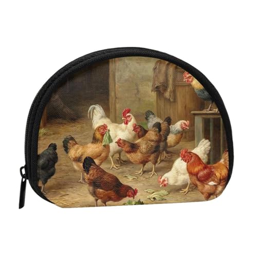 Roast Chicken Hen Farm Print Portable Mini Storage Bag Shell Shaped Wallet Small Coin Wallet Shell Storage Bag von ESNAIUVCD