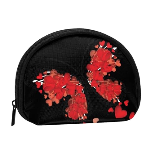 Rote Schmetterlinge, Valentinsdruck, tragbare Mini-Aufbewahrungstasche, Muschelform, kleine Münzgeldbörse, Muschel-Aufbewahrungstasche von ESNAIUVCD