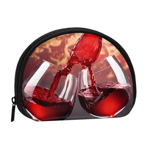 Rotweinglas Cheers Print Tragbare Mini-Aufbewahrungstasche Muschelförmige Geldbörse Kleine Münzgeldbörse Muschel Aufbewahrungstasche von ESNAIUVCD