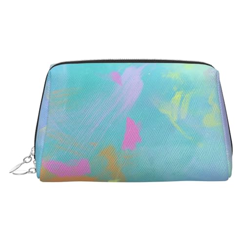 Schöne, abstrakte Make-up-Tasche mit Hintergrunddruck, Kosmetiktasche, Damen-Kosmetiktasche aus PU-Leder mit Handschlaufe, Reise-Kulturbeutel, Make-up-Tasche, silber, Einheitsgröße von ESNAIUVCD