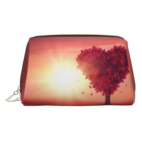 Schöne Make-up-Tasche mit Herz-Druck, Kosmetiktasche, Damen-Kosmetiktasche aus PU-Leder mit Handschlaufe, Reise-Kulturbeutel, Make-up-Tasche, gold, Einheitsgröße von ESNAIUVCD