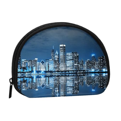 Schöne Stadt bei Nacht Druck Tragbare Mini-Aufbewahrungstasche Muschelförmige Geldbörse Kleine Münzgeldbörse Muschel Aufbewahrungstasche von ESNAIUVCD