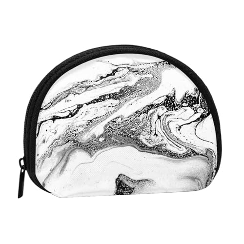 Schwarze und weiße Marmor-Druck, tragbare Mini-Aufbewahrungstasche, Muschelform, Geldbörse, kleine Münzgeldbörse, Muschel-Aufbewahrungstasche von ESNAIUVCD