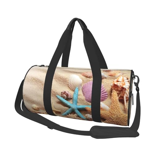 Shells On The Beach Print Travel Duffel Bag, Foldable Gym Bag Overnight Weekend Bags for Women, Large Holdall Bag Cabin Bag for Sports and Travel, Schwarz , Einheitsgröße Shells On The Beach Print Travel Duffel Bag, Foldable Gym Bag Overnight Weekend Bags for Women, Large Holdall Bag Cabin Bag for Sports and Travel, Schwarz , Einheitsgröße von ESNAIUVCD