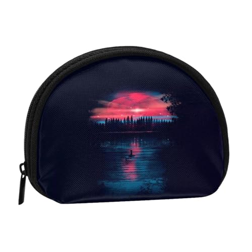 Space Lake Reflection Trees Print Portable Mini Storage Bag Shell Shaped Wallet Small Coin Wallet Shell Storage Bag von ESNAIUVCD