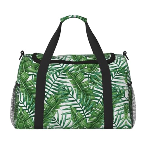 Sporttasche für Damen, Motiv: Bananenblatt-Motiv, Reisetasche, Sporttasche mit Fach, Seesack für Herren, Damen, Handgepäck, Wochenend-Reisehandtasche für Damen, Schwarz , Einheitsgröße von ESNAIUVCD