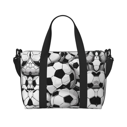 Sporttasche für Damen, Motiv: Fußball-Meereser-Motiv, Wochenendtasche, Übernachtungstasche, persönliche Gegenstände, Schultertasche für Damen und Herren, Einheitsgröße, Schwarz , Einheitsgröße von ESNAIUVCD