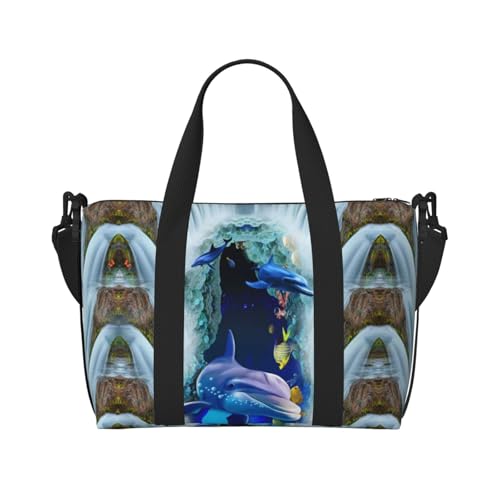 Sporttasche für Damen, Motiv: Meeresleben, Wochenendtasche, Übernachtungstasche, persönliche Gegenstände, Schultertasche für Damen und Herren, Einheitsgröße, Schwarz , Einheitsgröße von ESNAIUVCD