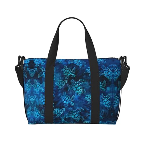 Sporttasche für Damen, Motiv: Meeresschildkröte, blau, Wochenendtasche, Übernachtungstasche, persönliche Gegenstände, Schultertasche für Damen und Herren, Einheitsgröße, Schwarz , Einheitsgröße von ESNAIUVCD