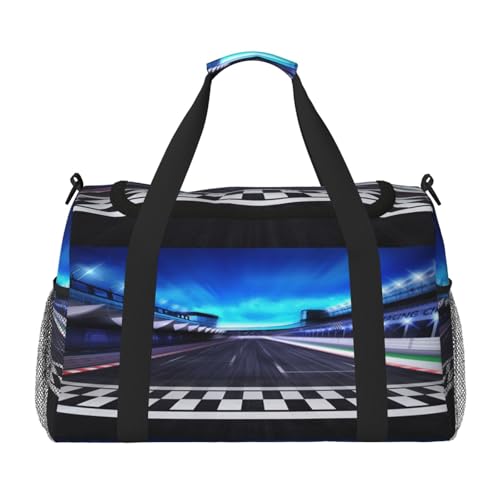 Sporttasche für Damen, Motiv: Rennstrecke, Reisetasche, Sporttasche mit Fach, Seesack für Herren, Damen, Handgepäck, Wochenend-Reisehandtaschen für Damen, Schwarz , Einheitsgröße von ESNAIUVCD