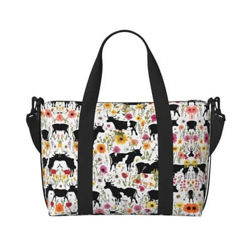 Sporttasche für Damen, Motiv: Rinderfarm Sanctuary Print, Wochenendtasche, Übernachtungstasche, persönliche Gegenstände, Schultertasche für Damen und Herren, Einheitsgröße, Schwarz , Einheitsgröße von ESNAIUVCD