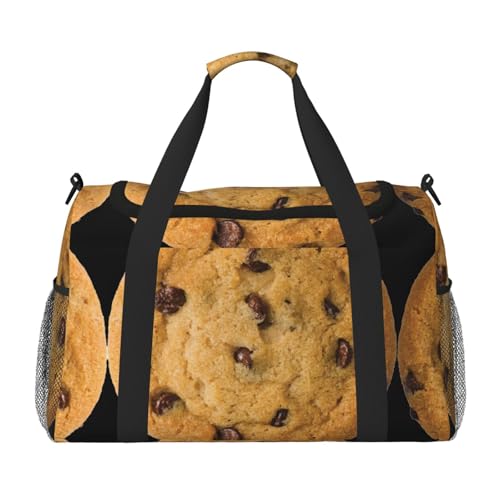 Sporttasche für Damen, Motiv: Schokoladenkekse, Reisetasche, Sporttasche mit Fach, Seesack für Herren, Damen, Handgepäck, Wochenend-Reisehandtasche für Damen, Schwarz , Einheitsgröße von ESNAIUVCD