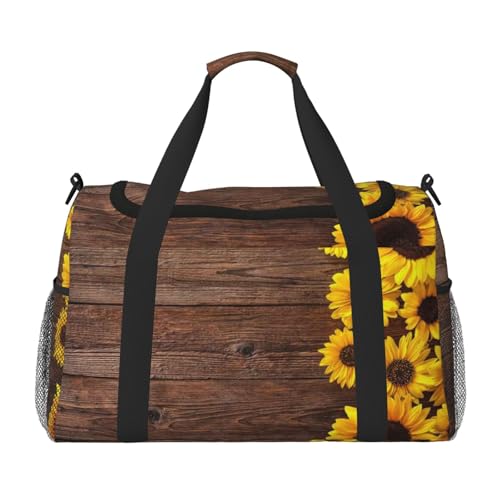 Sporttasche für Damen, Motiv: Sonnenblumen-Motiv, Reisetasche, Sporttasche mit Fach, Seesack für Herren, Damen, Handgepäck, Wochenend-Reisehandtasche für Damen, Schwarz , Einheitsgröße von ESNAIUVCD