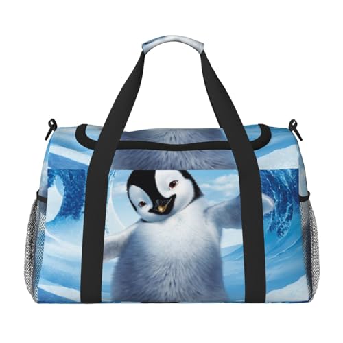 Sporttasche für Damen, Motiv: niedliche Pinguine, bedruckt, Reisetasche, Sporttasche mit Fach, Seesack für Herren, Damen, Handgepäck, Wochenend-Reisehandtasche für Damen von ESNAIUVCD
