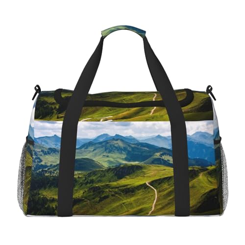 Sporttasche für Damen, Reisetasche, Motiv: Berggrün bedruckt, Sporttasche mit Fach, Seesack für Herren, Damen, Handgepäck, Wochenend-Reisehandtaschen für Damen, Schwarz , Einheitsgröße von ESNAIUVCD