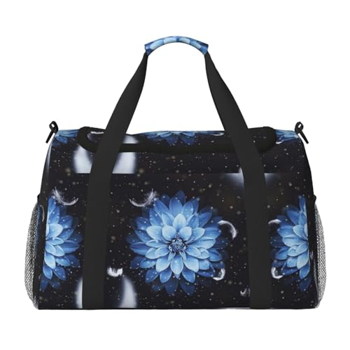 Sporttasche für Damen, Reisetasche, Sporttasche mit Fächer, Seesack für Herren, Damen, Handgepäck, Wochenend-Reisehandtasche für Damen, Blau, Schwarz , Einheitsgröße von ESNAIUVCD
