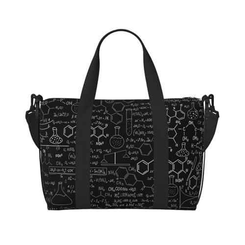 Sporttasche für Damen, abstrakter Aufdruck "Science Chemie", Wochenendtasche, Übernachtungstasche, persönliche Gegenstände, Schultertasche für Damen und Herren, Einheitsgröße, Schwarz , Einheitsgröße von ESNAIUVCD