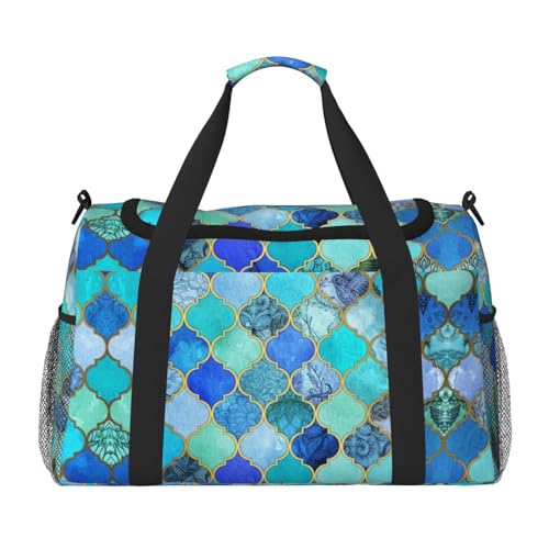 Sporttasche für Damen, mit Gittermuster, Reisetasche – Sporttasche mit Fach, Seesack für Herren, Damen, Handgepäck, Wochenend-Reisehandtaschen für Damen, Schwarz , Einheitsgröße von ESNAIUVCD