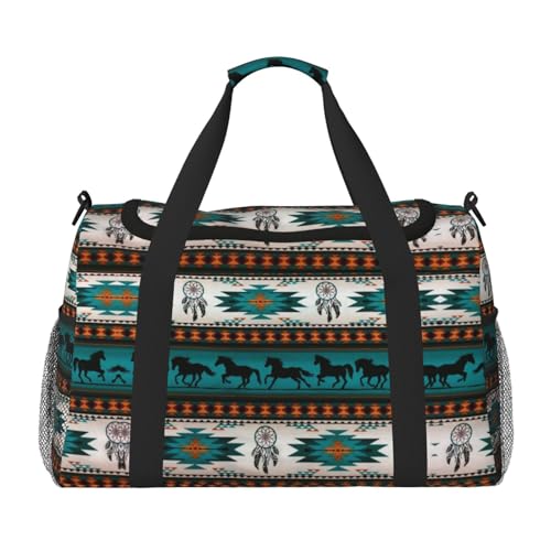 Sporttasche für Damen, mit Pferdemotiv, Reisetasche – Sporttasche mit Fach, Seesack für Herren, Damen, Handgepäck, Wochenend-Reisehandtaschen für Damen, Schwarz , Einheitsgröße von ESNAIUVCD