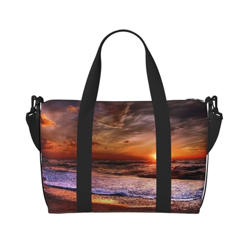 Sporttasche für Damen, mit Sonnenaufgangs-Aufdruck, Wochenendtasche, Übernachtungstasche, persönliche Gegenstände, Schultertasche für Damen und Herren, Einheitsgröße, Schwarz , Einheitsgröße von ESNAIUVCD