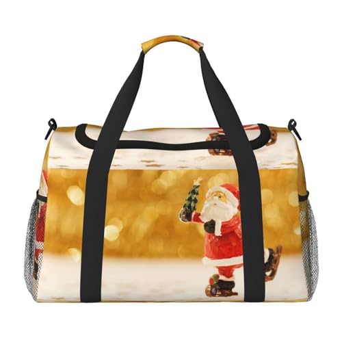 Sporttasche für Damen, mit Weihnachtsmann-Aufdruck, Reisetasche, Sporttasche mit Fach, Seesack für Herren, Damen, Handgepäck, Wochenend-Reisehandtaschen für Damen, Schwarz , Einheitsgröße von ESNAIUVCD