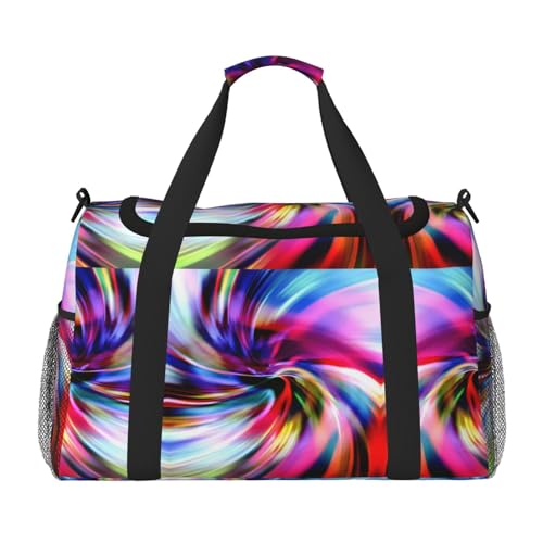 Sporttasche für Damen mit buntem Batikdruck, Reisetasche, Sporttasche mit Fach, Seesack für Herren, Damen, Handgepäck, Wochenend-Reisehandtaschen für Damen, Schwarz , Einheitsgröße von ESNAIUVCD