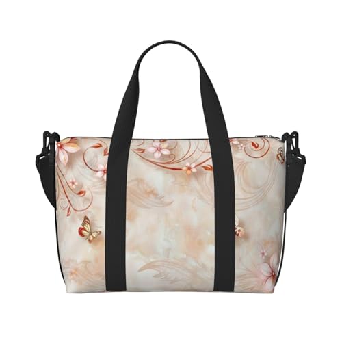 Sporttasche mit Blumendruck, für Damen, Wochenendtasche, Übernachtungstasche, persönliche Gegenstände, Schultertasche für Damen und Herren, Einheitsgröße, Schwarz , Einheitsgröße von ESNAIUVCD