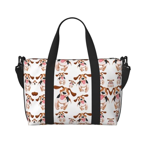 Sporttasche mit Cartoon-Mops-Aufdruck, für Damen, Wochenendtasche, Übernachtungstasche, persönliche Gegenstände, Schultertasche für Damen und Herren, Einheitsgröße, Schwarz , Einheitsgröße von ESNAIUVCD
