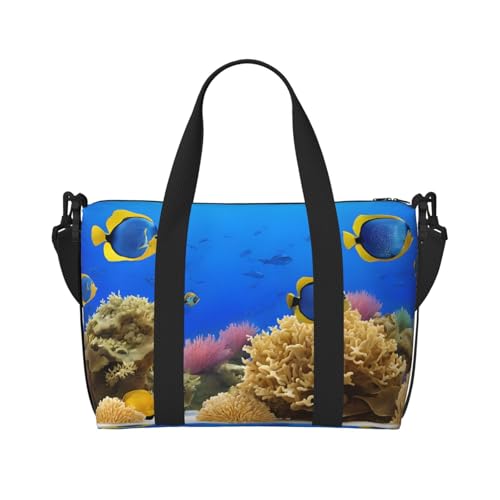 Sporttasche mit Fischmuster für Damen, Wochenendtasche, Übernachtungstasche, persönliche Gegenstände, Schultertasche für Damen und Herren, Einheitsgröße, Schwarz , Einheitsgröße von ESNAIUVCD