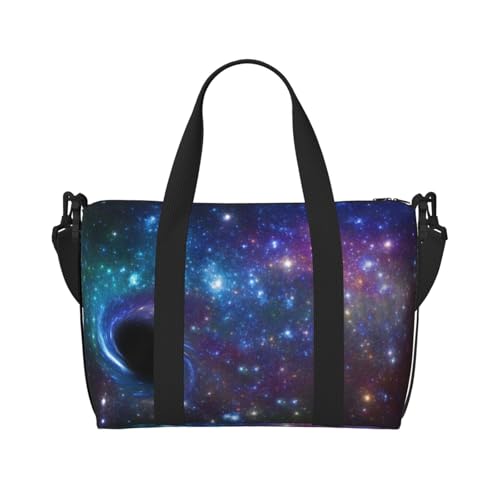 Sporttasche mit Galaxie-Aufdruck, für Damen, Wochenendtasche, Übernachtungstasche, persönliche Gegenstände, Schultertasche für Damen und Herren, Einheitsgröße, Schwarz , Einheitsgröße von ESNAIUVCD