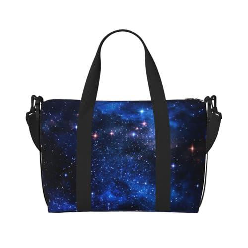 Sporttasche mit Galaxie-Nacht-Aufdruck, für Damen, Wochenendtasche, Übernachtungstasche, persönliche Gegenstände, Schultertasche für Damen und Herren, Einheitsgröße, Schwarz , Einheitsgröße von ESNAIUVCD