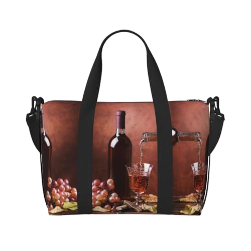 Sporttasche mit Getränke-Restaurant-Aufdruck für Damen, Wochenendtasche, Übernachtungstasche, persönliche Gegenstände, Schultertasche für Damen und Herren, Einheitsgröße, Schwarz , Einheitsgröße von ESNAIUVCD