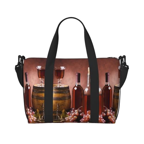 Sporttasche mit Getränke- und Lebensmittelaufdruck, für Damen, Wochenendtasche, Übernachtungstasche, persönliche Gegenstände, Schultertasche für Damen und Herren, Einheitsgröße, Schwarz , von ESNAIUVCD