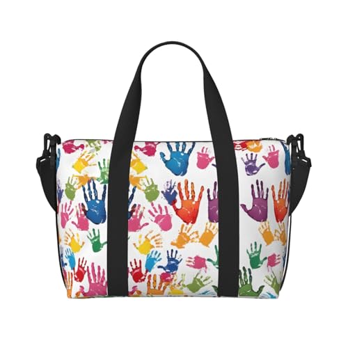 Sporttasche mit Handaufdruck für Damen, Wochenendtasche, Übernachtungstasche, persönliche Gegenstände, Schultertasche für Damen und Herren, Einheitsgröße, Schwarz , Einheitsgröße von ESNAIUVCD
