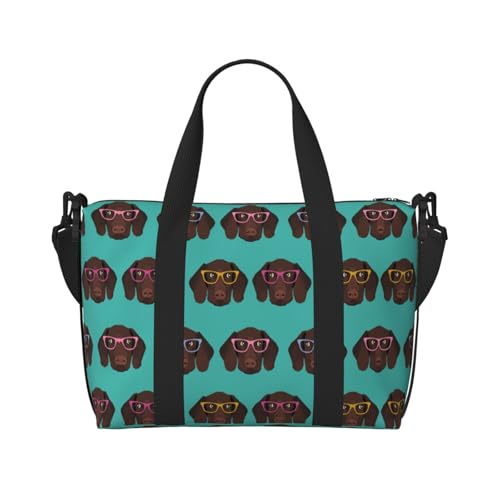 Sporttasche mit Hunde-Aufdruck für Damen, Wochenendtasche, Übernachtungstasche, persönliche Gegenstände, Schultertasche für Damen und Herren, Einheitsgröße, Schwarz , Einheitsgröße von ESNAIUVCD