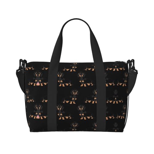 Sporttasche mit Hunde-Aufdruck für Damen, Wochenendtasche, Übernachtungstasche, persönliche Gegenstände, Schultertasche für Damen und Herren, Einheitsgröße, Schwarz , Einheitsgröße von ESNAIUVCD