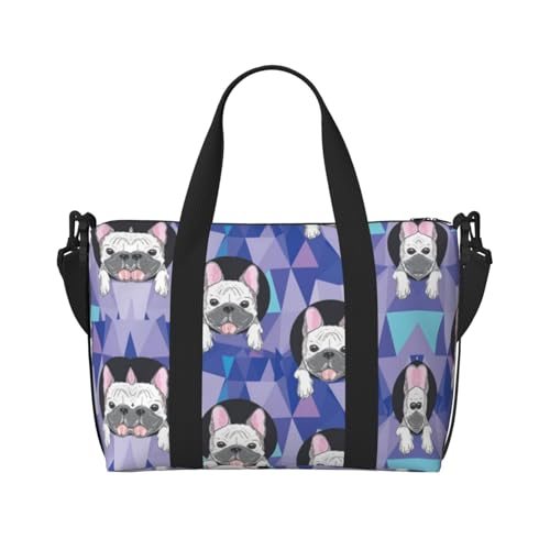 Sporttasche mit Hunde-Aufdruck für Damen, Wochenendtasche, Übernachtungstasche, persönliche Gegenstände, Schultertasche für Damen und Herren, Einheitsgröße, Schwarz , Einheitsgröße von ESNAIUVCD