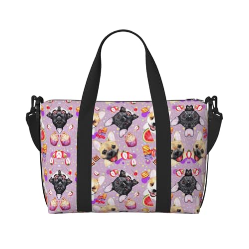 Sporttasche mit Hunde-Aufdruck für Damen, Wochenendtasche, Übernachtungstasche, persönliche Gegenstände, Schultertasche für Damen und Herren, Einheitsgröße, Schwarz , Einheitsgröße von ESNAIUVCD