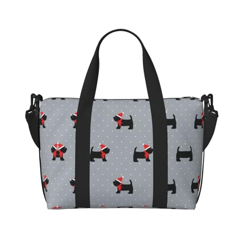 Sporttasche mit Hunde-Aufdruck für Damen, Wochenendtasche, Übernachtungstasche, persönliche Gegenstände, Schultertasche für Damen und Herren, Einheitsgröße, Schwarz , Einheitsgröße von ESNAIUVCD